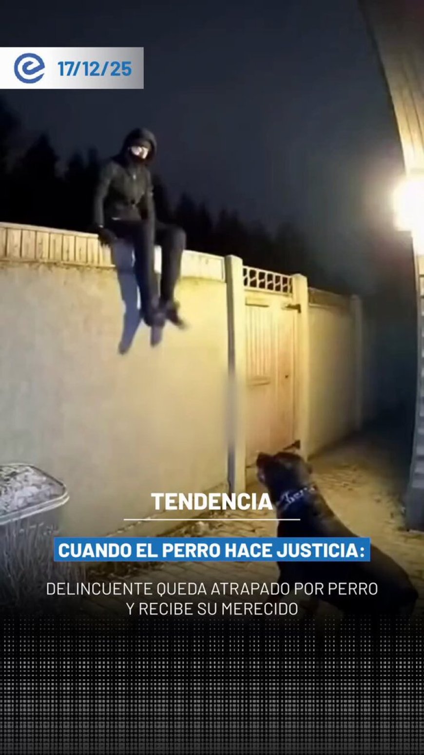 🔵 Un intento de robo domiciliario fue frustrado cuando un perro guardián atacó al intruso. El ladrón intentó huir del lugar, pero el perro no se lo permitió.
