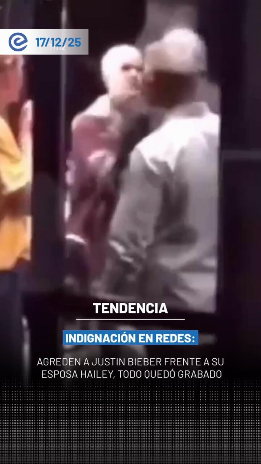 🔵 Un video difundido por TMZ muestra el momento en que Justin Bieber es agredido públicamente, mientras se encontraba acompañado por su esposa, Hailey Bieber.