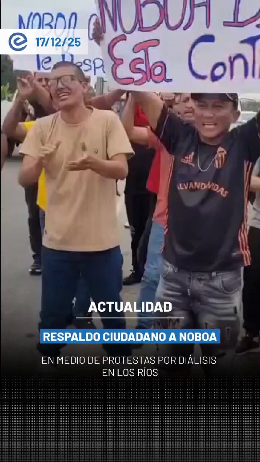 🔵 Un grupo de jóvenes realizó un plantón de respaldo al presidente Daniel Noboa en Quevedo, provincia de Los Ríos, bajo la consigna “Noboa amigo, el pueblo está contigo”.