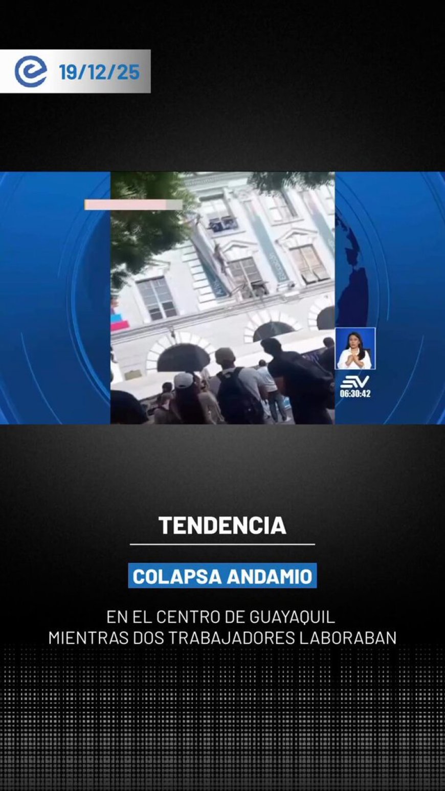🔵La tarde de este jueves 18 de diciembre se registró el colapso de un andamio en los exteriores de la Universidad de las Artes, en el centro de Guayaquil.