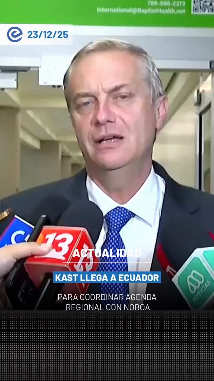 🔵 La llegada de José Antonio Kast a Ecuador marca un nuevo paso en su agenda internacional, centrada en el fortalecimiento de la cooperación regional en seguridad y control migratorio.