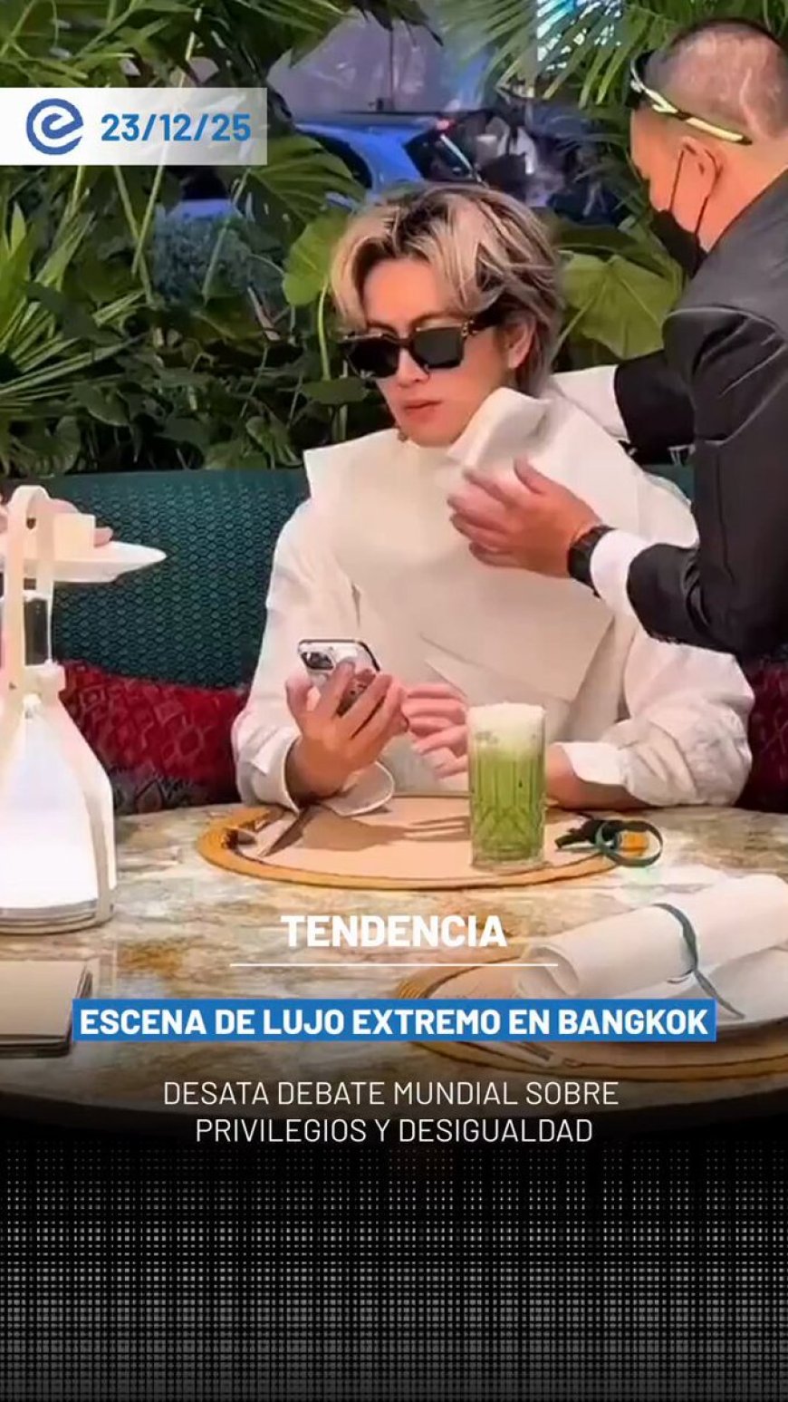 🔵 El hijo del hombre más rico de China fue captado en Bangkok, Tailandia, disfrutando de un café de lujo dentro de un exclusivo local de Louis Vuitton, acompañado por sus guardaespaldas.