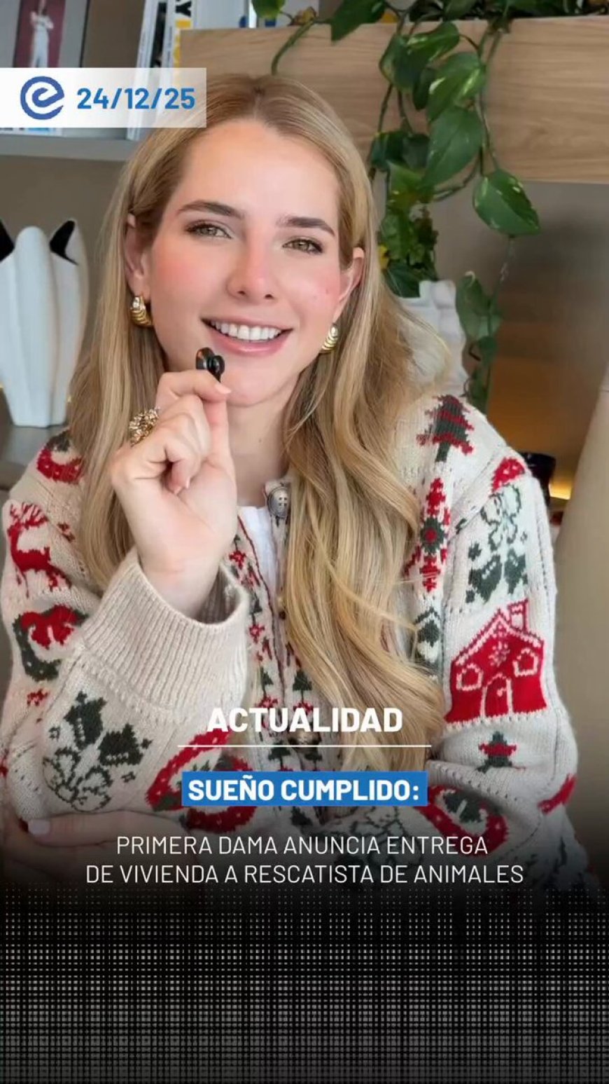 🔵 La primera dama del Ecuador, Lavinia Valbonesi, anunció la entrega de una vivienda a Marly, una mujer dedicada al cuidado de más de 125 perros y gatos.