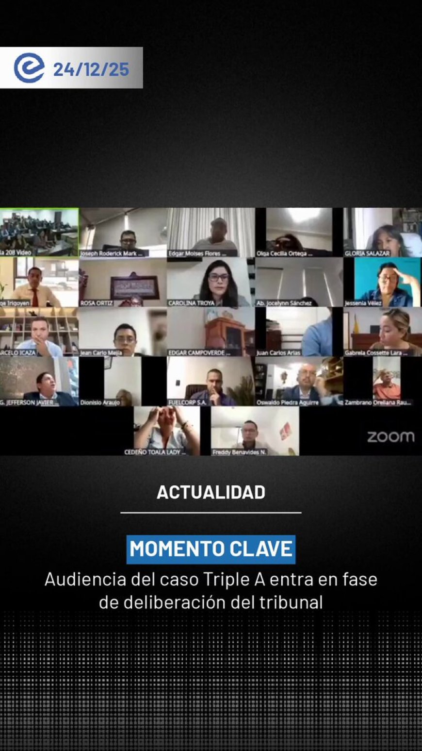 🔵 La audiencia clave del Caso Triple A entró en fase de deliberación por parte del tribunal, a la espera de una resolución.