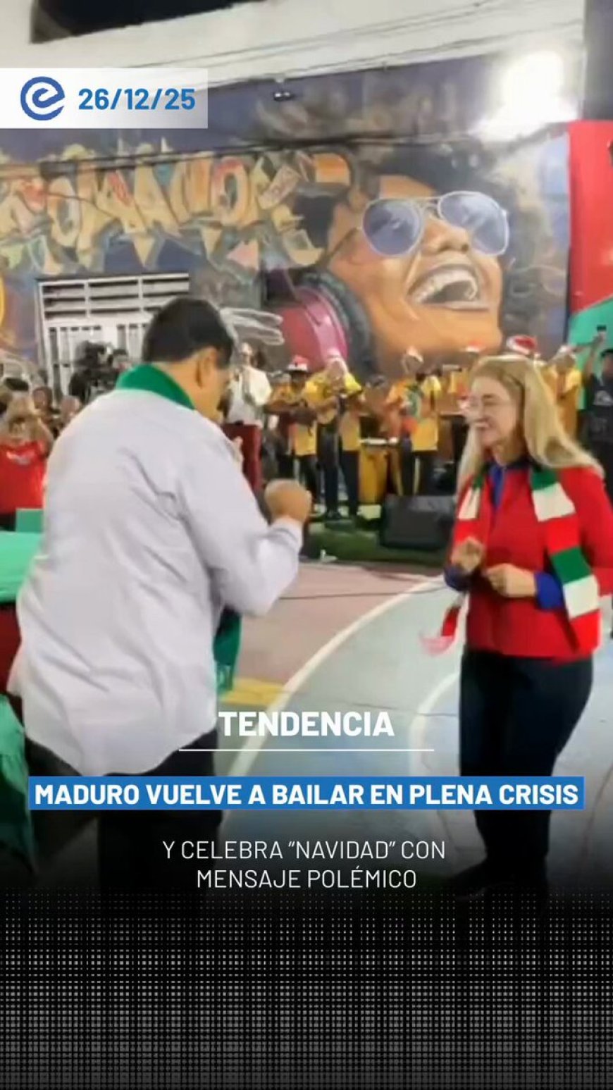 🔵 Un video difundido en redes sociales muestra a Nicolás Maduro participando en una celebración en el sector San Agustín, donde baila junto a una banda musical y afirma que “la pelea es bailando”.