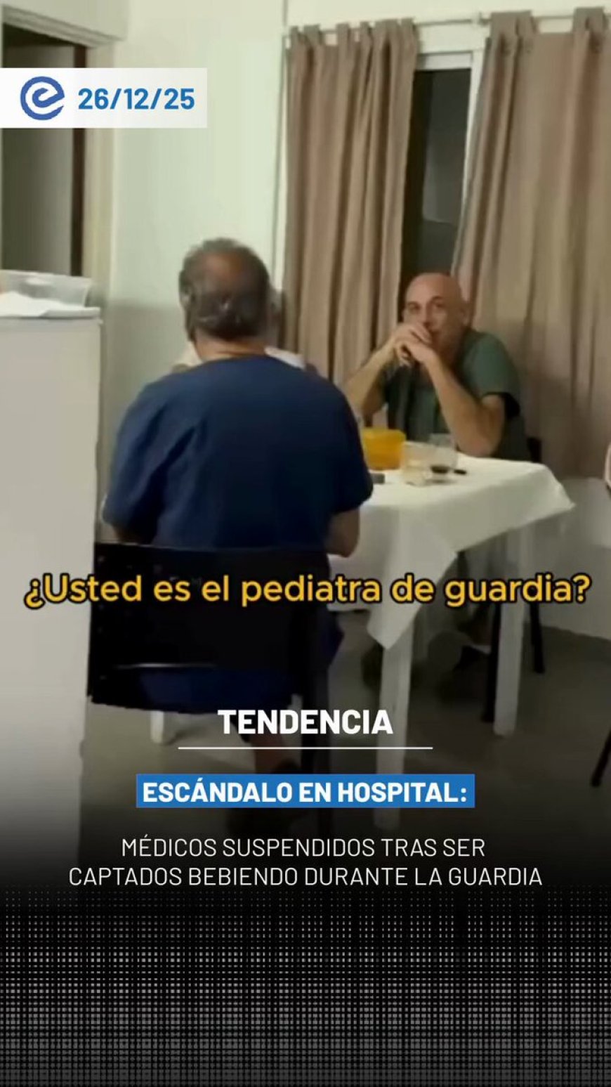🔵 Un hecho de presunta irresponsabilidad médica se registró en el hospital de Carmen de Areco, donde tres profesionales fueron suspendidos tras ser captados consumiendo alcohol durante una guardia.