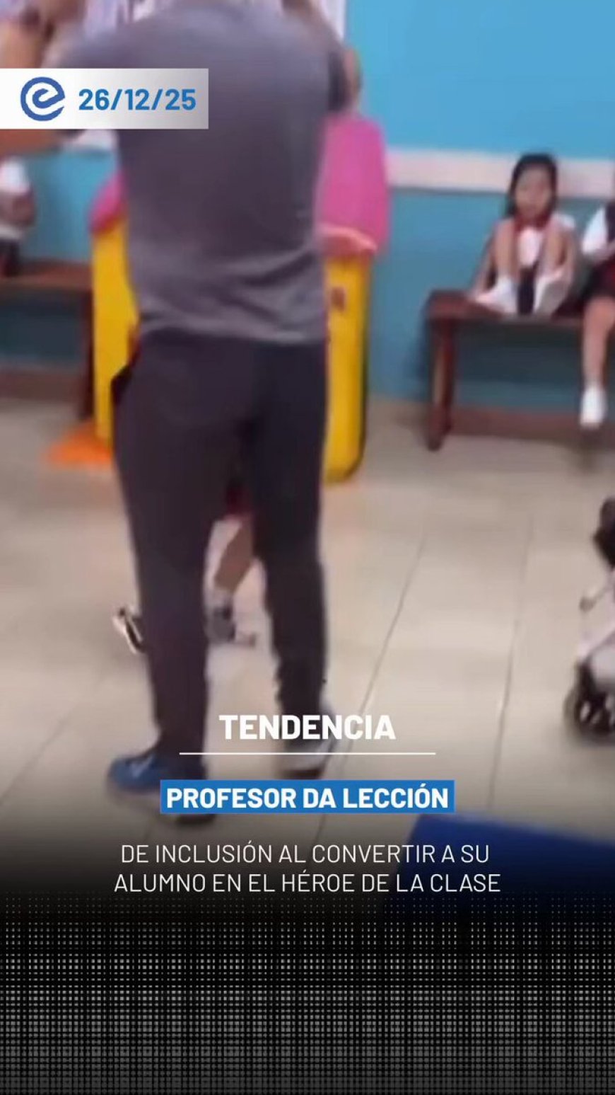 🔵 Nicolás Sánchez, profesor de educación física, se volvió viral tras difundir un video en el que protagoniza una actividad inclusiva junto a su alumno Noah, un niño con discapacidad para caminar.