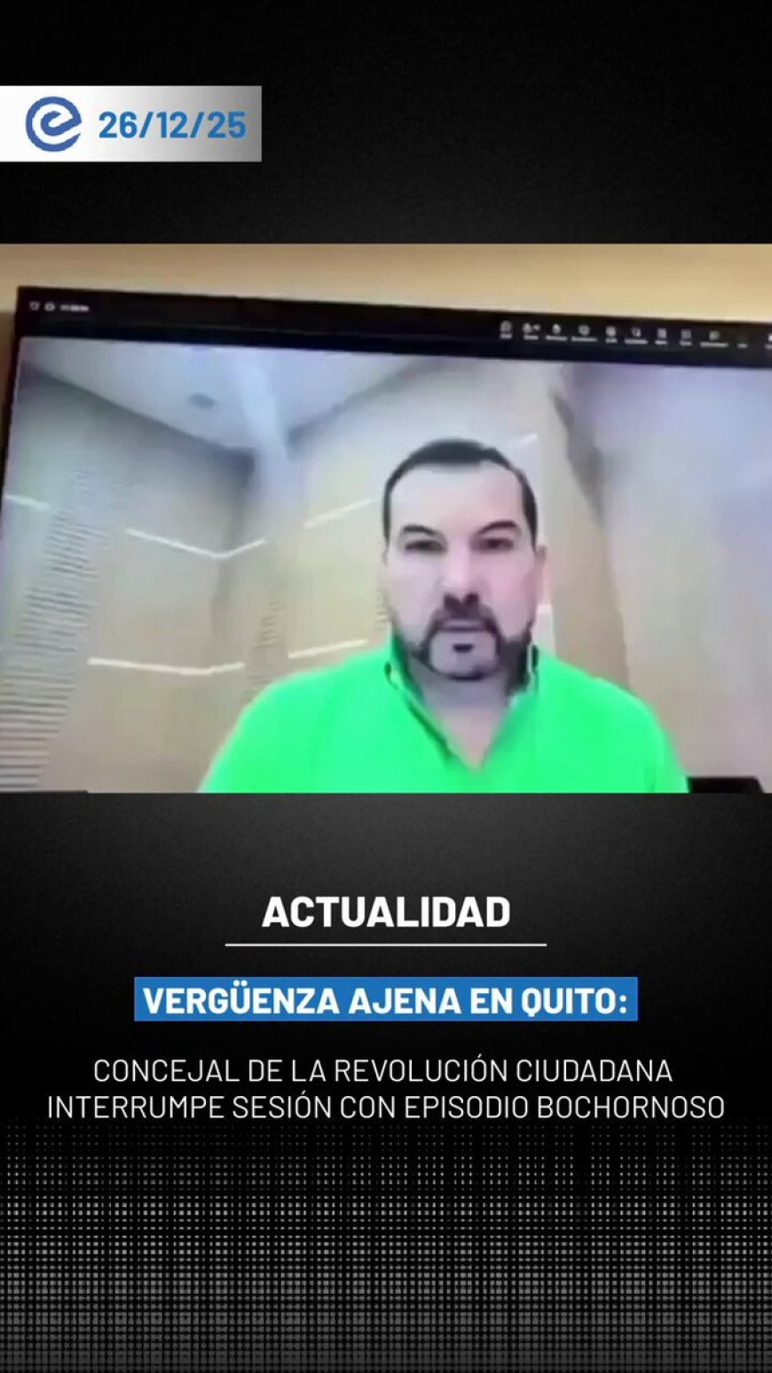 🔵 La concejal Diana Cruz, de la Revolución Ciudadana, protagonizó un incidente durante una reunión por Zoom del Concejo Metropolitano de Quito al aparecer una persona desnuda en el fondo de su cámara.