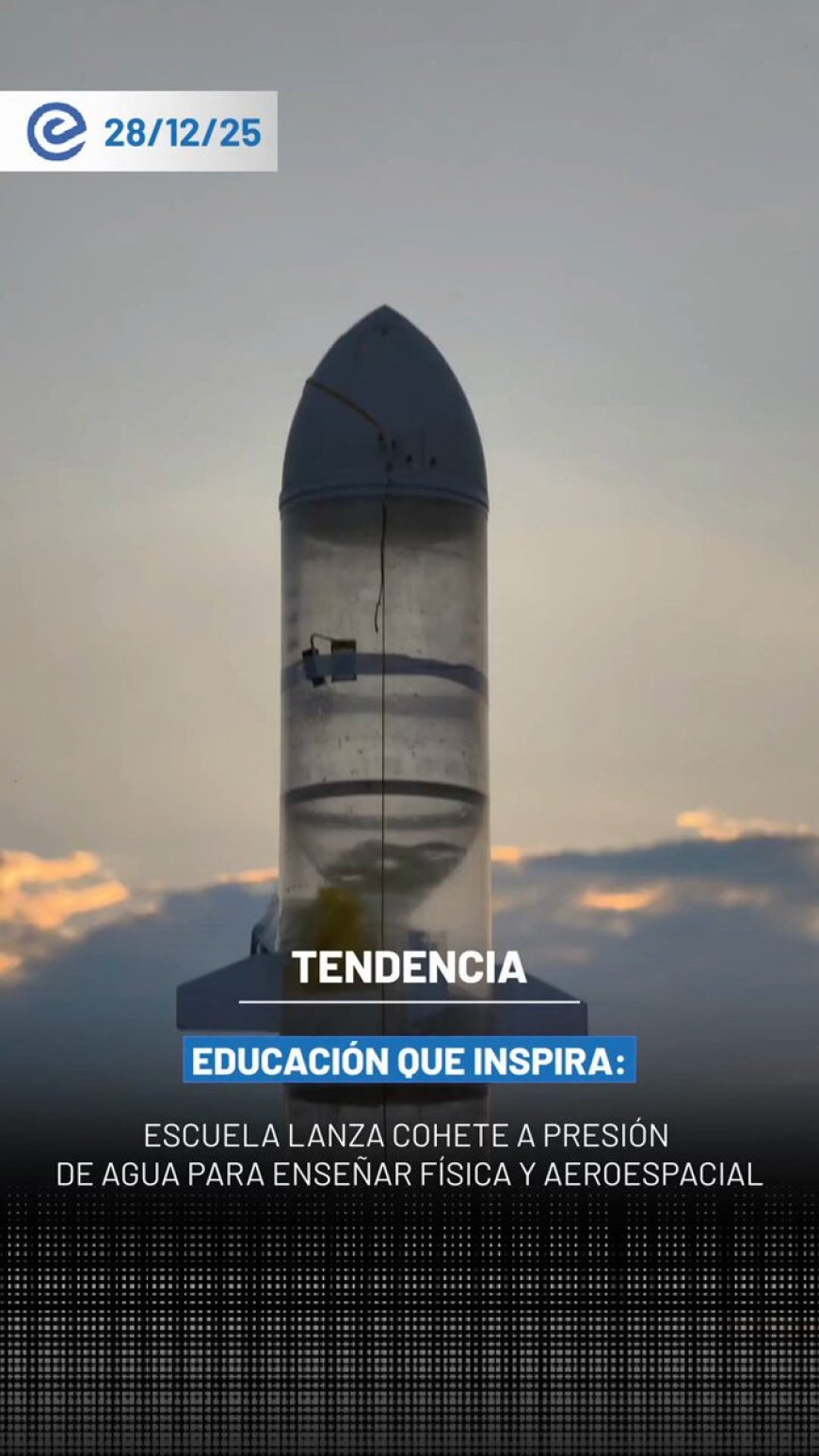 🔵 Un profesor y sus estudiantes en la provincia china de Jiangxi construyeron un cohete artesanal utilizando botellas de PET y propulsión a presión de agua como parte de un proyecto educativo.