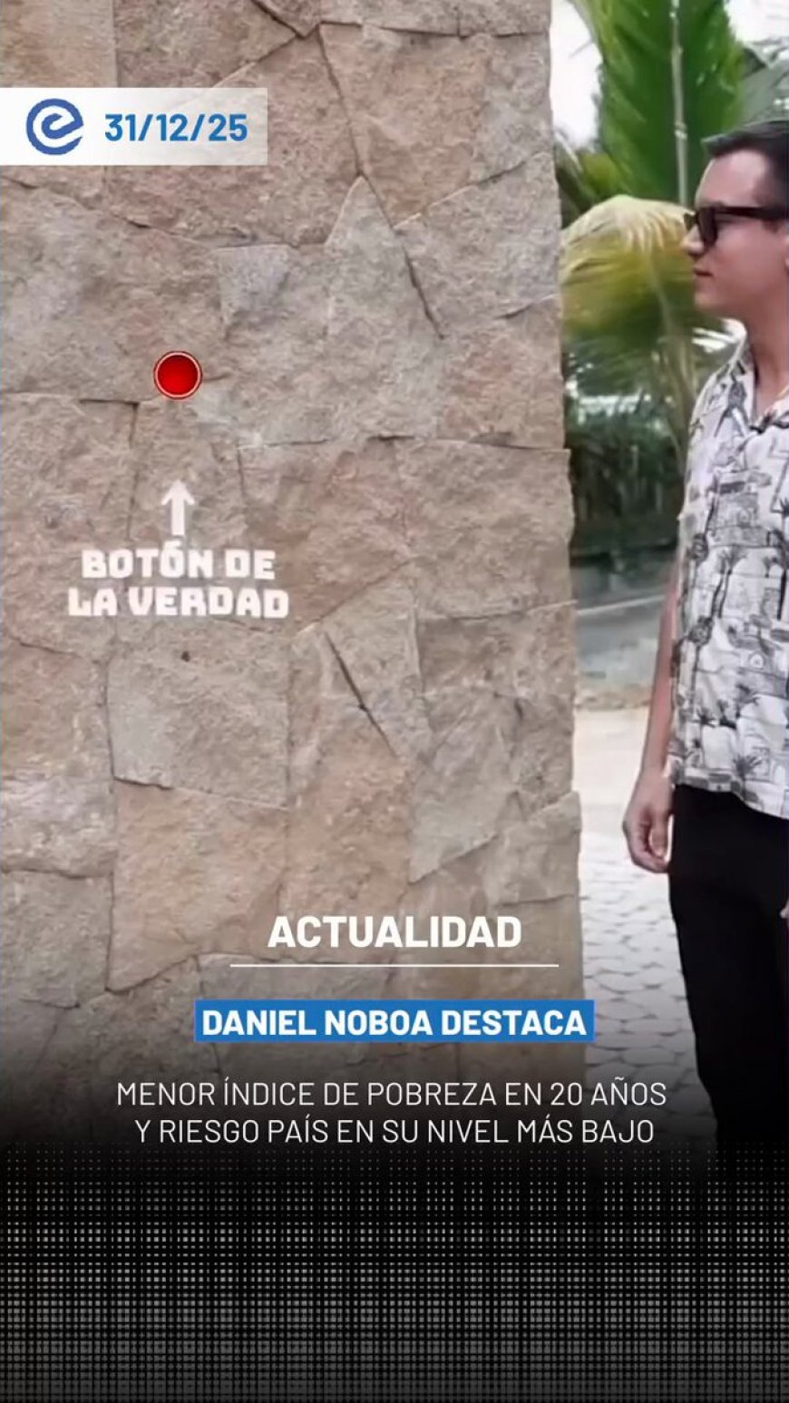 🔵 El presidente Daniel Noboa aseguró que Ecuador registra el índice de pobreza más bajo de los últimos 20 años, como parte de una mejora en los indicadores económicos del país.
