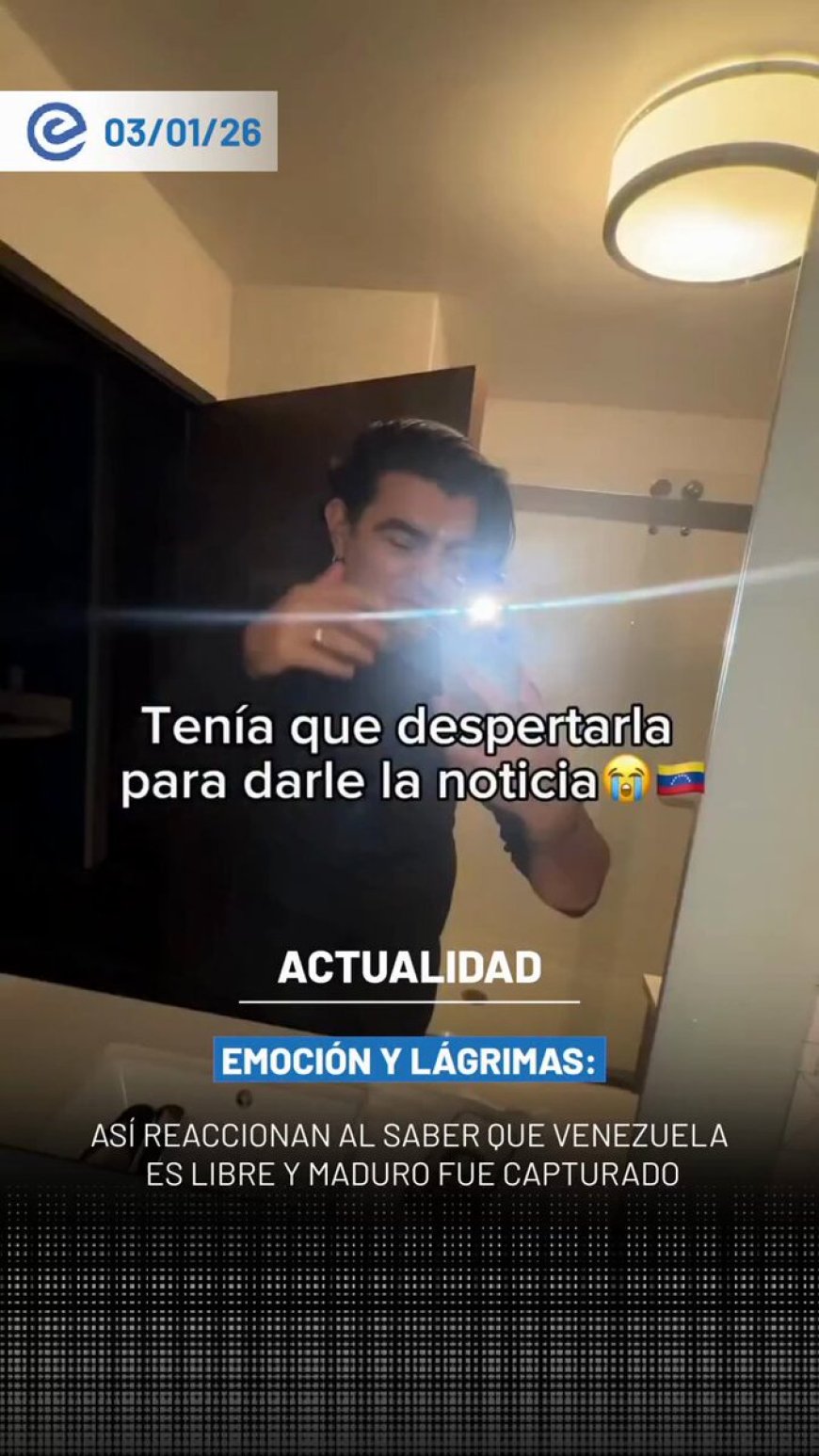 🔵 Entre lágrimas y expresiones de alivio, familias venezolanas celebraron la captura de Nicolás Maduro. “Por fin pasó”, se escuchó entre ciudadanos que reaccionaron con emoción ante la noticia.