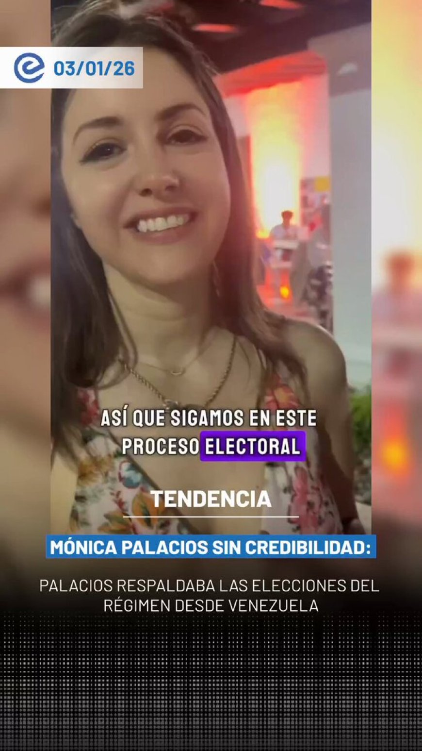 🔵 Monia Palacios informó que se encuentra en Venezuela como veedora internacional de las elecciones de este domingo. Aseguró que no existen impedimentos para su ingreso al país, contrario a versiones difundidas en redes sociales.