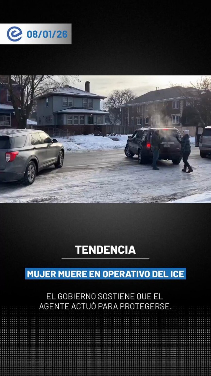 🔵 Un video difundido en redes muestra el momento en que un agente del ICE dispara mortalmente a una mujer durante un operativo en Minneapolis.