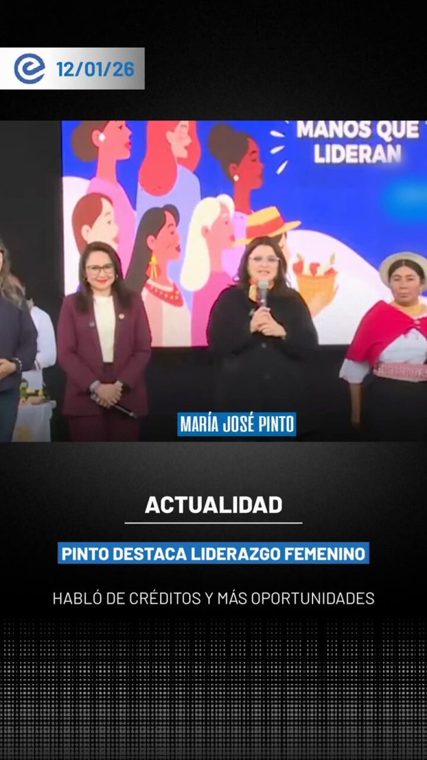 🔵 Durante el Encuentro de Mujeres “Manos que lideran” en Riobamba, la presidenta encargada María José Pinto resaltó el rol fundamental de las mujeres en el desarrollo del Ecuador, afirmando que cuando una mujer avanza, también lo hace su familia y el país.
