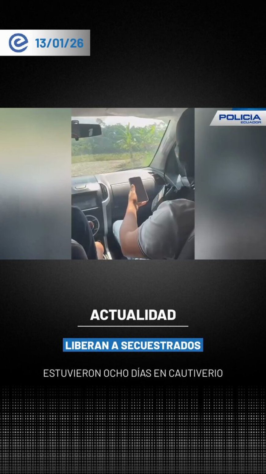 🔵 Una pareja que estuvo secuestrada durante ocho días en la provincia de Los Ríos fue liberada tras un operativo de la Unidad Nacional Antisecuestros y Extorsión (UNASE). Los captores exigían USD 50.000 por su liberación.
