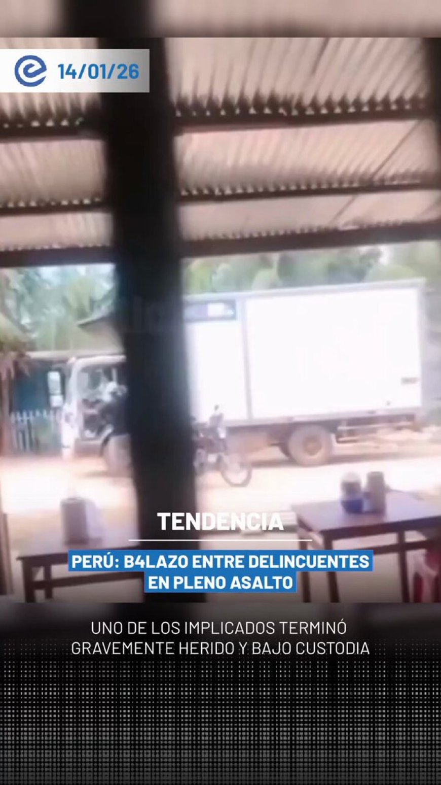 🔵 Un presunto asaltante resultó gravemente herido tras recibir un disparo de su propio cómplice durante un robo a un camión repartidor en el distrito de Manantay.