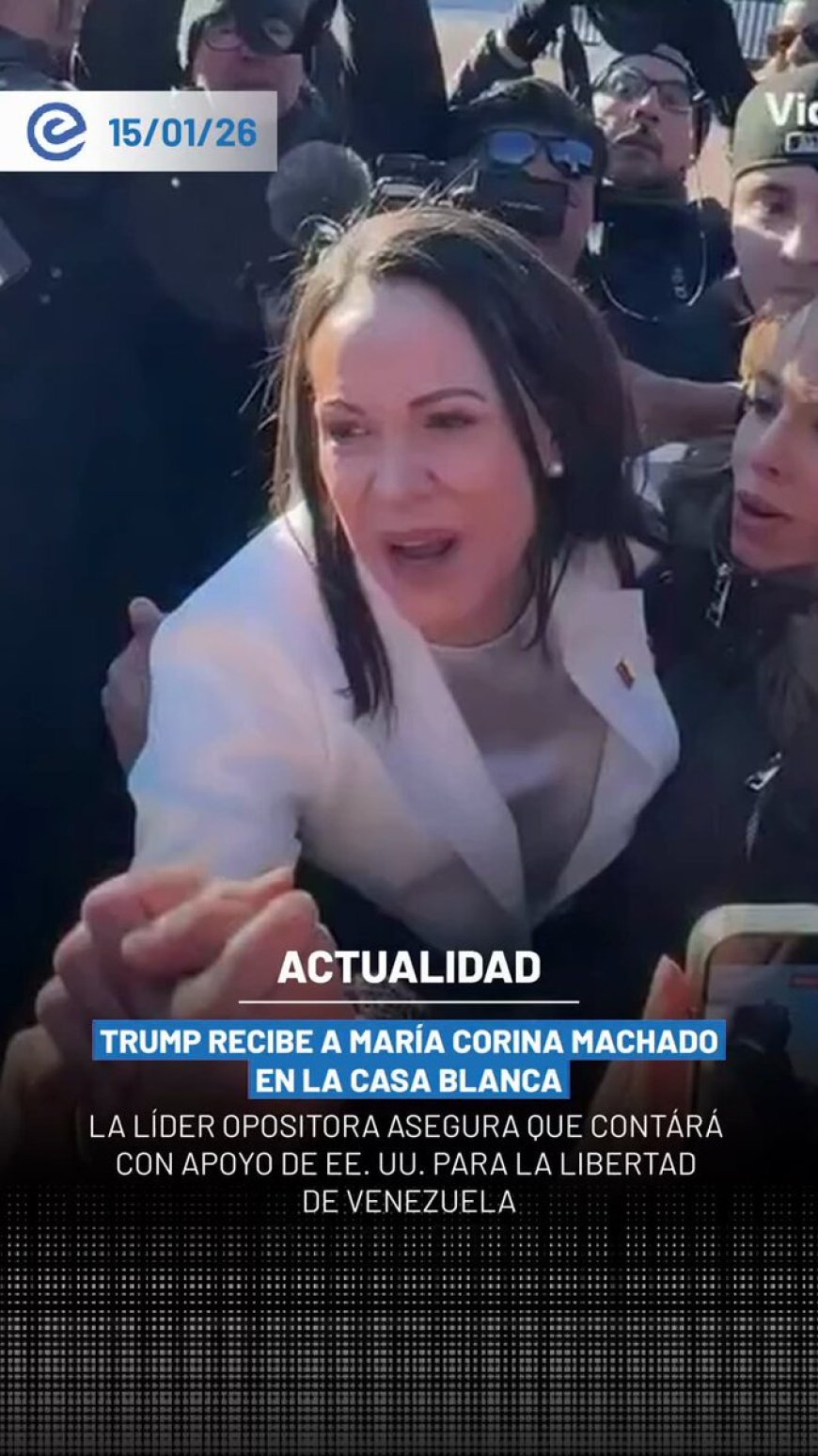🔵 Fin de la reunión entre María Corina Machado y Donald Trump en la Casa Blanca, donde la líder opositora aseguró que cuenta con el apoyo del presidente estadounidense para la libertad de Venezuela tras su encuentro privado.