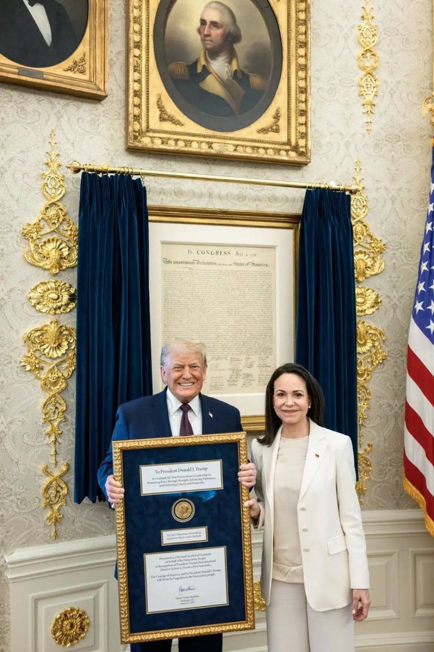 El presidente Trump y María Corina Machado. En el Salón Oval.