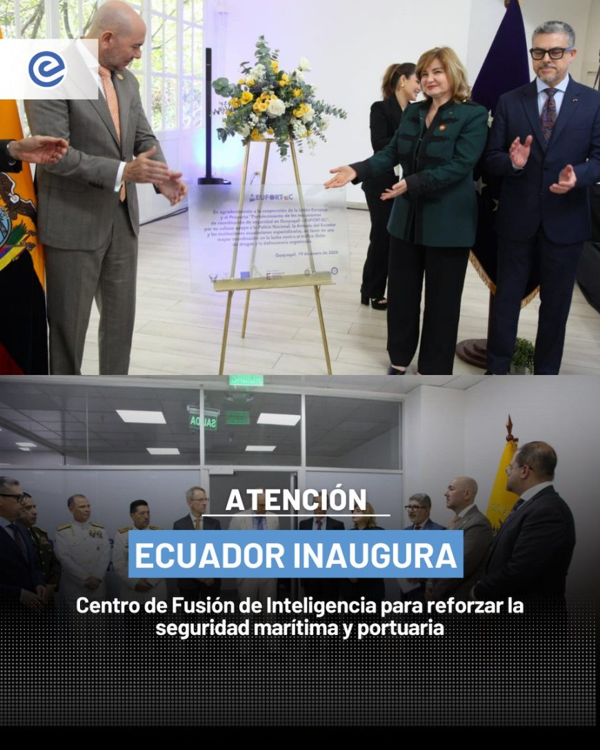 🔵 Ecuador inauguró el Centro de Fusión de Inteligencia, una plataforma estratégica destinada a fortalecer la seguridad nacional mediante el análisis en tiempo real de información marítima y portuaria, con el objetivo de anticiparse y golpear a las estructuras del crimen organizado vinculadas al narcotráfico que operan en el Golfo de Guayaquil.