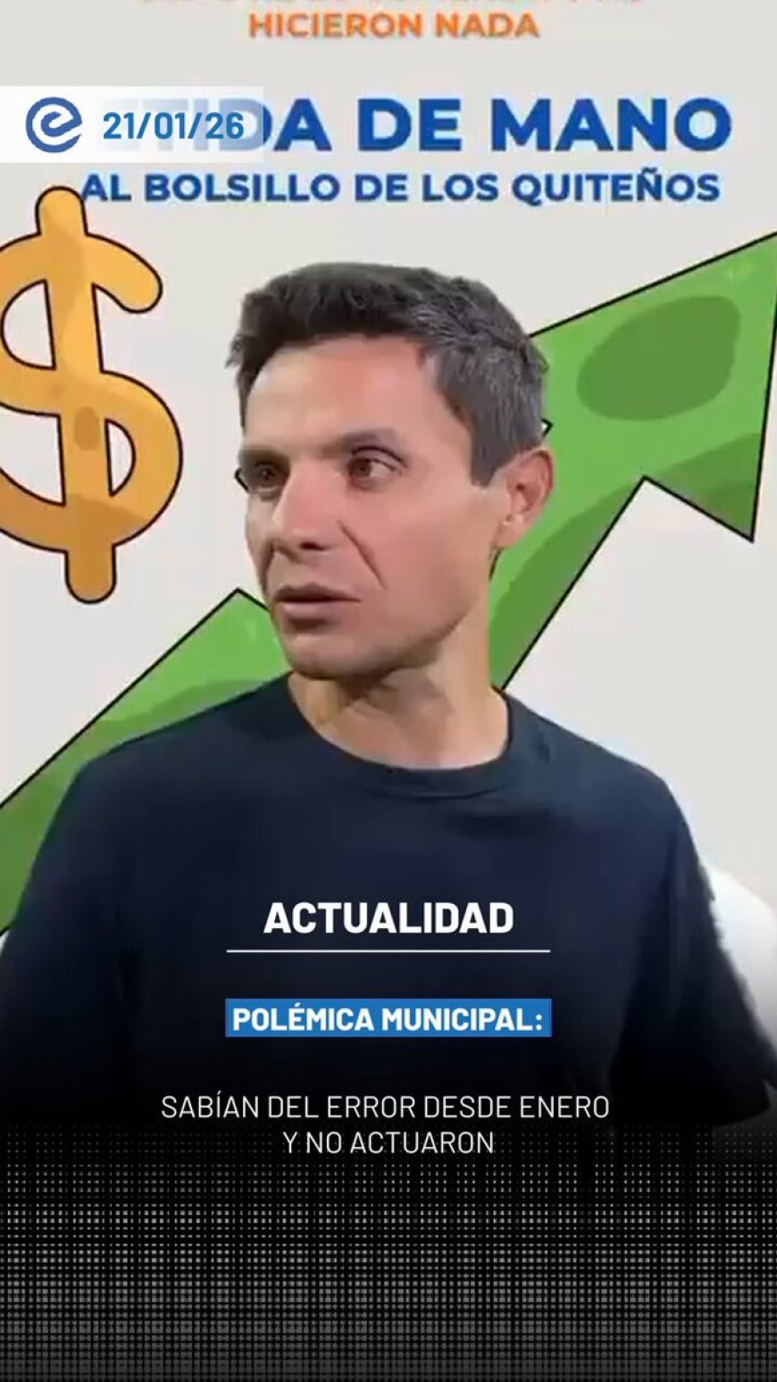 🔵 Wilson Merino Rivadeneira denunció en X que el Municipio conocía desde enero los errores en los cobros, señalando que el problema se mantuvo durante 14 días y afectó económicamente a miles de quiteños.